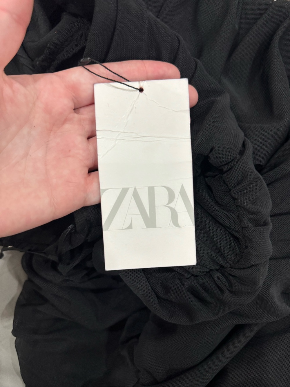 Zara Black Ruched Bodycon Midi Dress - Picture 6 of 6